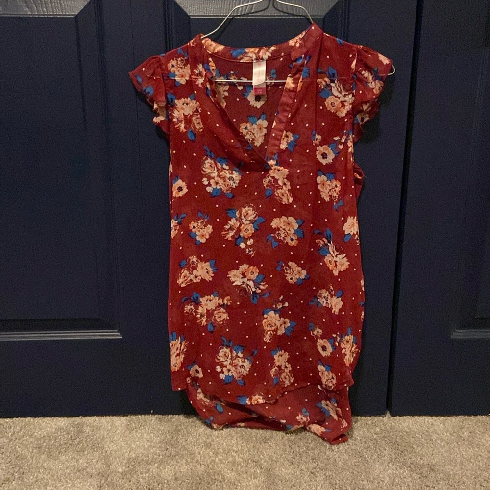 Burgundy Floral Top by No Boundaries